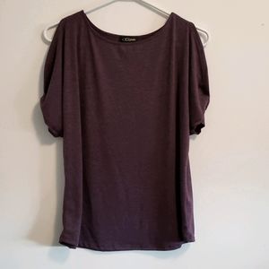 Purple cold shoulder top